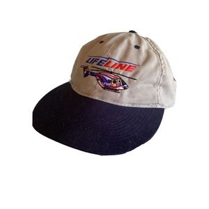 Vintage Otto Cap Lifeline Helicopter EMS Medical Strapback Hat Grey Navy